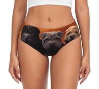 BYwenhopnbs Cuccioli di Shar Pei Neri, Cuccioli di Cani di Piccola Taglia, Cuccioli Grigi, Animali Domestici, Slip di Supporto da Donna, Comodi e Morbidi, Biancheria Intima per Donne
