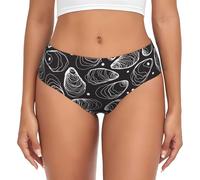 BYwenhopnbs Grande Oyster Pearl disegnato a mano linea naturale ostrica, slip di supporto da donna con sacchetto comfort morbido biancheria intima per le donne, Multicolore, XXL
