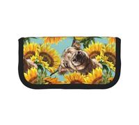 BYwenhopnbs Highl e mucca con girasoli, astuccio portapenne di grande capacità, organizer per penne in tela per ragazze