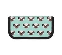 BYwenhopnbs Illustrazione di un cucciolo di carlino blu, modello per bambini, astuccio portapenne di grande capacità, organizer per penne in tela per ragazze