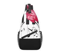 BYwenhopnbs Rosa rossa su note musicali di pianoforte, borsa a tracolla da uomo, piccola borsa da viaggio a spalla.