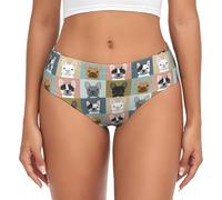 BYwenhopnbs Slip da donna con motivo ritratti di bulldog francese, slip di supporto da donna, comodi e morbidi, biancheria intima da donna, Multicolore, M