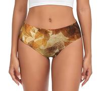 BYwenhopnbs Slip di Supporto da Donna, in Lino Autunnale con Foglie d'oro Beige Marrone, Comodi e Morbidi, per la Biancheria Intima da Donna