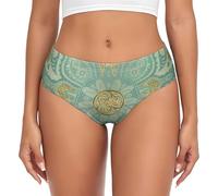 BYwenhopnbs Slip di Supporto da Donna, Morbidi, Comodi, con Motivo Mandala Celtico Verde Salvia e Oro