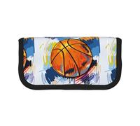BYwenhopnbs Stampa con motivo a basket, schizzo colorato e divertimento, astuccio portapenne di grande capacità, organizer in tela per ragazze.