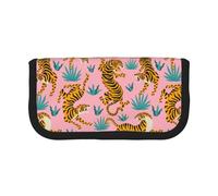 BYwenhopnbs Tigri che ballano su una tigre asiatica rosa, oro e arancione, astuccio portapenne di grande capacità, organizer per penne in tela per ragazze