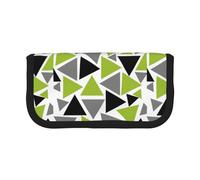 BYwenhopnbs Triangoli casuali verde lime grigio nero su bianco, astuccio portapenne di grande capacità, organizer per penne in tela per ragazze
