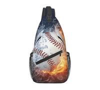 BYwenhopnbs Un'immagine di una palla da baseball nell'acqua e nel fuoco. Borsa a tracolla da uomo, piccola, da viaggio, zaino da giorno.