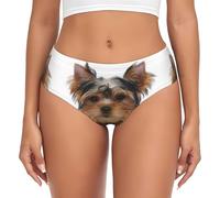 BYwenhopnbs Yorkshire Terrier si sdraia su bianco, slip da donna con tasca comoda e morbida biancheria intima da donna, Multicolore, XS