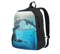 BYwenhopnbs Zaino da viaggio invernale The DolphinSchool per uomo e donna, zaino da college con scomparto per laptop da 15 pollici