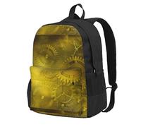 BYwenhopnbs Zaino da viaggio per la scuola, con meccanismo Steampunk retrò, giallo, per uomo e donna, con scomparto per laptop da 15 pollici