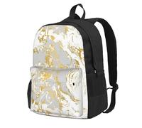 BYwenhopnbs Zaino da viaggio per la scuola con pieghe in agata grigia e oro per uomo e donna, zaino da college con scomparto per laptop da 15 pollici