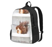 BYwenhopnbs Zaino da viaggio per la scuola con stampa di uno scoiattolo carino nella neve, per uomo e donna, con scomparto per laptop da 15 pollici