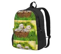 BYwenhopnbs Zaino da viaggio per la scuola con stampa Due cani in un cesto per uomo e donna, con scomparto per laptop da 15 pollici