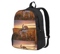 BYwenhopnbs Zaino da viaggio per la scuola, per uomini e donne, con scomparto per laptop da 15 pollici, con motivo Beagle Lawn Dogs On A Walk Pets Dogs Sunset