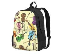 BYwenhopnbs Zaino da viaggio per scuola con note musicali per violino, per uomo e donna, con scomparto per laptop da 15 pollici