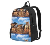 BYwenhopnbs Zaino da viaggio stampato con leone, leopardo e tigre che lottano per il cibo, per uomo e donna, con scomparto per laptop da 15 pollici