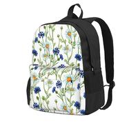 BYwenhopnbs Zaino scolastico da viaggio con motivo acquerello di camomilla e fiordalisi, per uomo e donna, con scomparto per laptop da 15 pollici