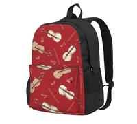 BYwenhopnbs Zaino scolastico da viaggio con nota rossa e violino per uomo e donna, con scomparto per laptop da 15 pollici
