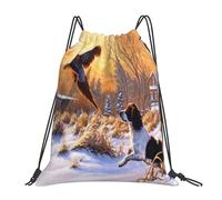 BYwenhopnbs Zaino sportivo con coulisse, resistente all'acqua, per palestra, per donne e uomini, con stampa di un cane che cattura il fagiano