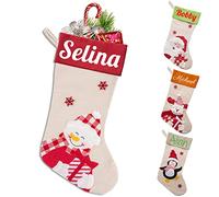 BYWEXCLESD Calza Befana Personalizzata con Nome Calze Natalizie da Appendere Grande Calze Befana Personalizzate Calza Natalizia da Personalizzare per Albero del Camino e Sacchetto di Caramelle