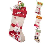 BYWEXCLESD Calza Befana Personalizzata con Nome Calze Natalizie da Appendere Grande Calze Befana Personalizzate Calza Natalizia da Personalizzare per Albero del Camino e Sacchetto di Caramelle