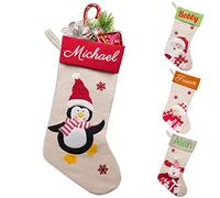 BYWEXCLESD Calza Befana Personalizzata con Nome Calze Natalizie da Appendere Grande Calze Befana Personalizzate Calza Natalizia da Personalizzare per Albero del Camino e Sacchetto di Caramelle