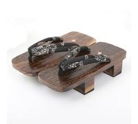 BYWXW Giapponesi Tradizionali Casual Paulownia Legno Geta Zoccoli Orientale Cinese Estate Infradito Appartamenti Man Outdoor Sandali Qf Shop(Size:EU 42,Color:Black A)