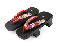 BYWXW Giapponesi Tradizionali Zoccoli di Legno ciabattina,Moda Donne Tradizionale Giapponese Zoccoli Sandali Geta Kimono Zoccoli di Legno Pantofole (Size:EU 40,Color:Rosso+B)