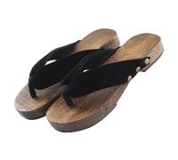 BYWXW Sandali da uomo Geta legno kimono infradito tradizionali giapponesi pantofole estive infradito sandali da donna eleganti sandali da donna tacco piatto kimono Scarpe(Size:EU 43,Color:Nero)