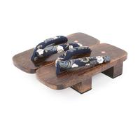 BYWXW Uomo Giapponesi Tradizionali Zoccoli di Legno,Infradito Antiscivolo Stile Giapponese con Suola Spessa,Zoccoli a Due Denti,Sandali per la casa e l'outdoor(Size:EU 44,Color:Blu A)