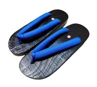 BYWXW Zoccoli di Legno Giapponesi Sandali da Giapponesi Antiscivolo,Pantofole Geta Tradizionali Giapponesi Zoccoli in Legno Geta Flip Flops(Size:EU 45,Color:Blu)
