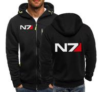 BYXLMS Felpe con Cappuccio da Uomo per Mass Effect N7 Zip Up Felpe a Maniche Lunghe Felpa con Cappuccio da Uomo-Black A||L