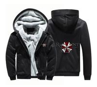 BYXLMS Felpe con Cappuccio in Pile da Uomo per Resident/Evil/Ombrello Full Zip Up Pullover Felpe con Cappuccio a Maniche Lunghe Giacche con Cappuccio Autunno Inverno-Black B||XXL