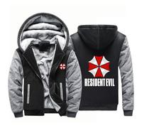 BYXLMS Felpe con Cappuccio in Pile da Uomo per Resident/Evil/Ombrello Full Zip Up Pullover Felpe con Cappuccio a Maniche Lunghe Giacche con Cappuccio Autunno Inverno-Black Gray A||XL
