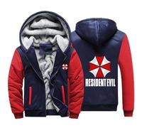 BYXLMS Felpe con Cappuccio in Pile da Uomo per Resident/Evil/Ombrello Full Zip Up Pullover Felpe con Cappuccio a Maniche Lunghe Giacche con Cappuccio Autunno Inverno-Red Blue A||M
