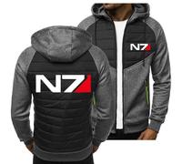 BYXLMS Nuovo Giacche da Uomo per Mass Effect N7 Felpe con Cappuccio Casual Felpa con Cappuccio Leggera Zip Outwear per Uomo-Dark Grey B||L