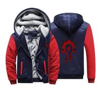 BYXLMS Pullover da Uomo per The Horde/Warcraft World Felpe con Cappuccio con Zip Giacche in Pile Capispalla Pesanti Felpa Autunno Inverno Top per Uomo-Red Blue A||XL