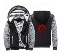 BYXLMS Pullover da Uomo per The Horde/Warcraft World Felpe con Cappuccio con Zip Giacche in Pile Capispalla Pesanti Felpa Autunno Inverno Top per Uomo-Black Gray A||XL