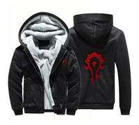 BYXLMS Pullover da Uomo per The Horde/Warcraft World Felpe con Cappuccio con Zip Giacche in Pile Capispalla Pesanti Felpa Autunno Inverno Top per Uomo-Black A||XXL