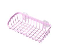 BYYLE ontenitore per lavello da cucina in plastica con doppia ventosa, supporto per spugna per lavello da cucina per spugna tappo lavello C rosa