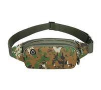 BYYLECL Marsupio da corsa, grande capacità, con cintura regolabile e jack per cuffie da viaggio, Verde mimetico.