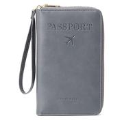 BYYLECL Porta passaporto, custodia per passaporto da viaggio, in pelle PU, organizer per documenti da viaggio, accessorio per donne e uomini, Grigio, 19x2x11.5cm
