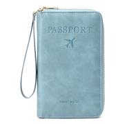 BYYLECL Porta passaporto, custodia per passaporto da viaggio, in pelle PU, organizer per documenti da viaggio, accessorio per donne e uomini, blu cielo, 19x2x11.5cm