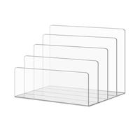 BYYLECL Portadocumenti in acrilico trasparente, organizer da scrivania in plastica per riviste portadocumenti, per documenti, lettere, libri, quattro reticoli