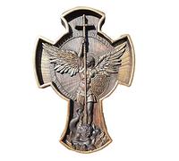 BYYLECL Statua Arcangelo Michele in legno naturale intagliato San Michele con le ali icona religiosa cristiana inaugurazione della casa regali per parenti e amici