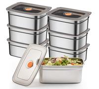BYZESTY 6 Pezzi Contenitori Acciaio Inox per Alimenti, 1000ML Contenitori Ermetici per Alimenti, Contenitori per Alimenti, Contenitore Acciaio Inox per Alimenti con Coperchio Riutilizzabili