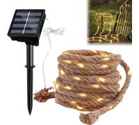 BYZESTY Catena luminosa a energia solare, 7 m, luce bianca calda, per esterni, lampada da giardino con 100 LED, IP65, catena di luci solari, per giardino, balcone, terrazza, Natale, feste