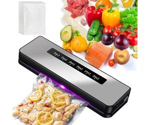 BYZESTY Macchina per Sottovuoto 5 in 1, Automatica, per Alimenti Secchi e Umidi, Fino a 8 Volte Più Lunga con 30 Sacchetti Sottovuoto