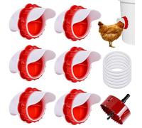 BYZESTY Mangiatoia per Polli 6 Porte, Mangiatoie per Galline, Mangiatoia Automatica per Pollame Antispreco, Kit di Alimentazione, Mangiatoia per Pollame per Secchi Barili Bidoni Abbeveratoi